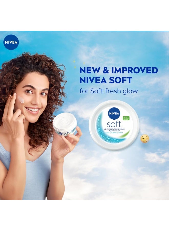 NIVEA Soft Light Moisturizer For Face, Hand & Body, Instant Hydration, Non-Greasy Cream With Vitamin E & Jojoba Oil, 100ml - Image 2
